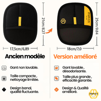 Comparaison ancien modèle vs version améliorée - Gant PAWLY 18x25cm lavable et désodorisant